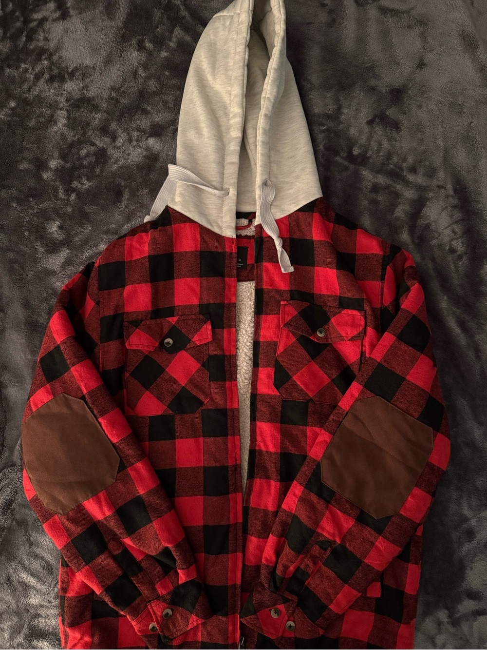 Men's Red & Black Buffalo Plaid Hooded Jacket